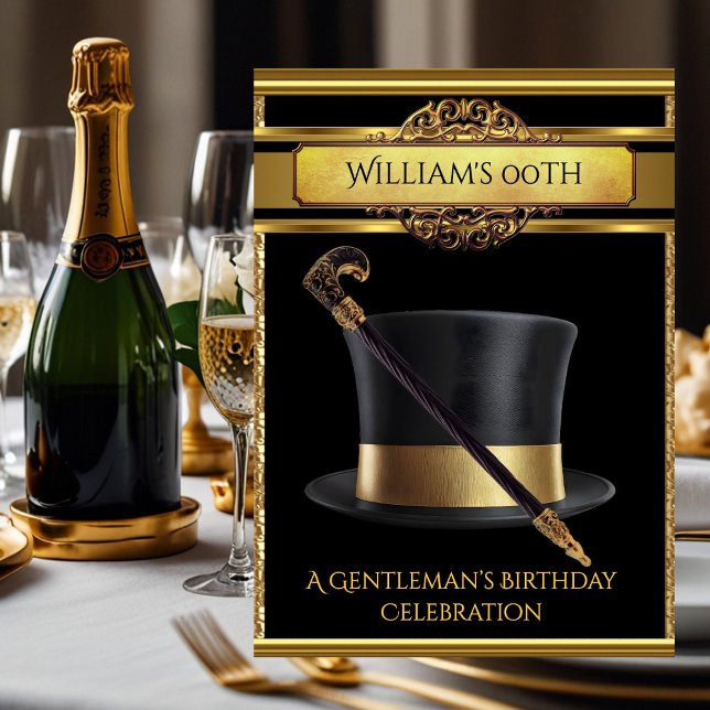 Invitación Caballeros Elegantes Fiesta de Cumpleaños Negro de (Subido por el creador)