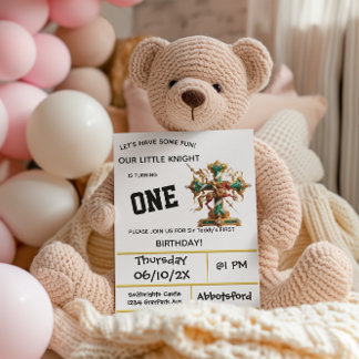 Invitación Caballeros En Primer Cumpleaños De Fiesta Armor
