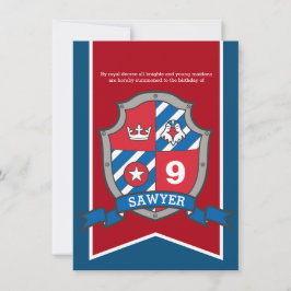 Invitación Caballeros niños medievales cumpleaños fiesta azul