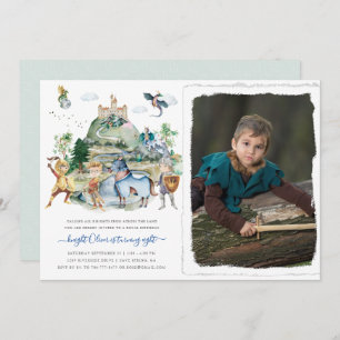 Invitación Caballeros y dragones   Cumpleaños medieval real