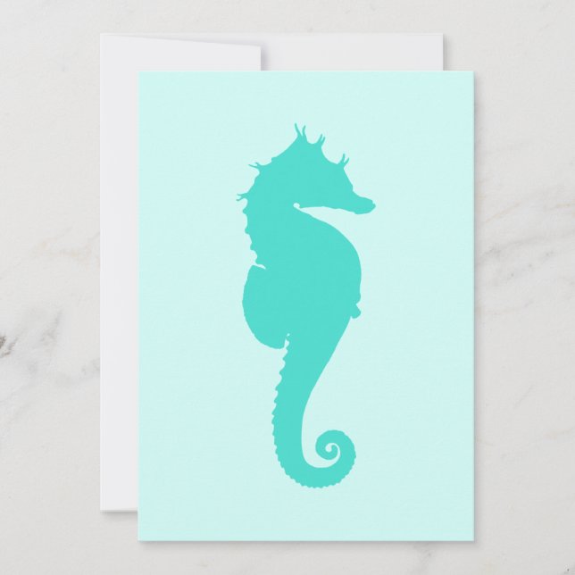 Invitación Caballito de mar turquesa (Anverso)