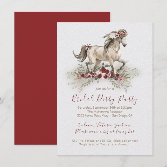 Invitación Caballo acuático Derby Bridal Shower (Anverso / Reverso)