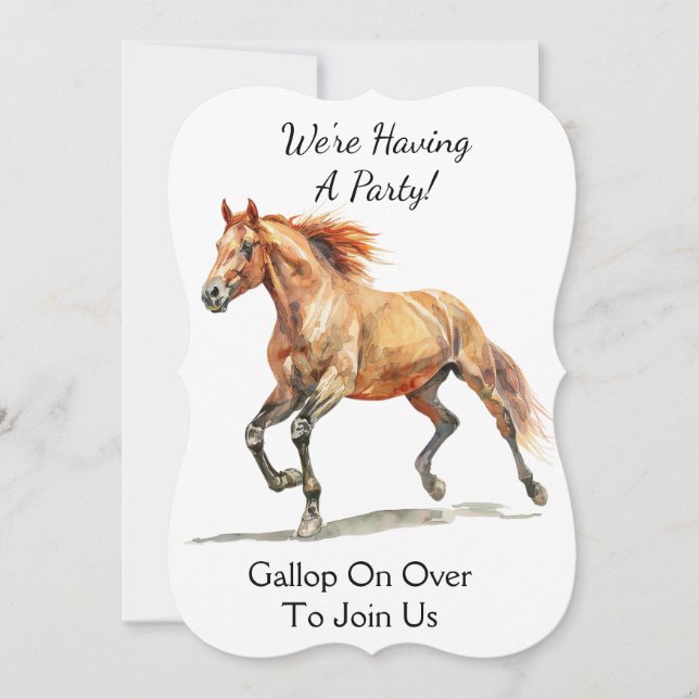 Invitación Caballo al galope en acuarela personalizado (Anverso)