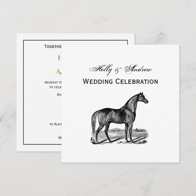Invitación Caballo Antiguo de Pie (Anverso / Reverso)