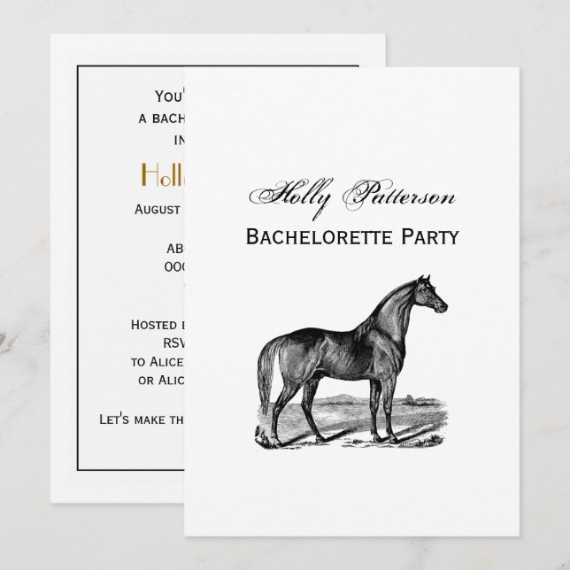 Invitación Caballo Antiguo de Pie (Anverso / Reverso)