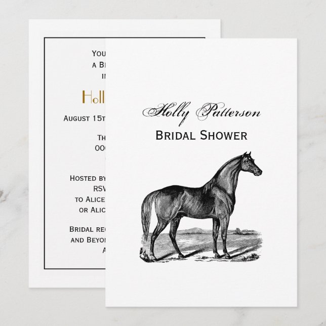 Invitación Caballo Antiguo de Pie (Anverso / Reverso)