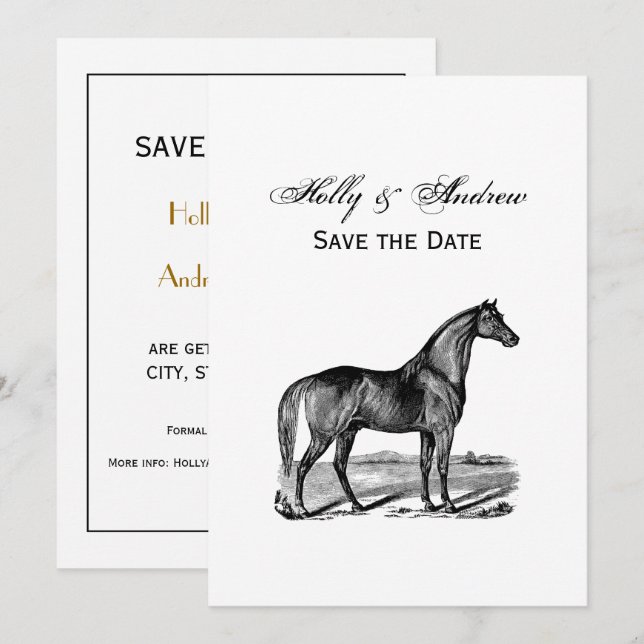 Invitación Caballo Antiguo de Pie (Anverso / Reverso)