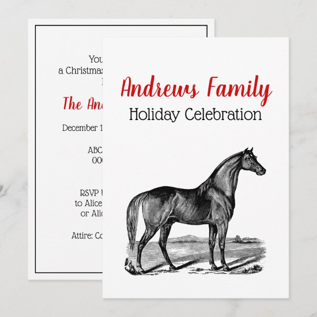 Invitación Caballo Antiguo de Pie (Anverso / Reverso)