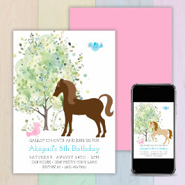 Invitación Caballo, Árboles, Pony Rides Cumpleaños Ecuestre