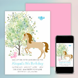 Invitación Caballo, Árboles, Pony Rides Cumpleaños Ecuestre