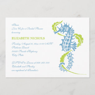 Invitación Caballo azul, boda verde ducha de novia
