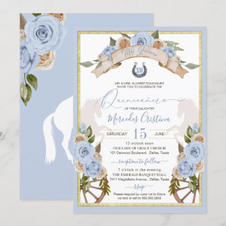 Invitación Caballo azul claro de Charro Occidental Quinceaner