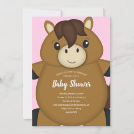 Invitación Caballo Baby Shower Pink