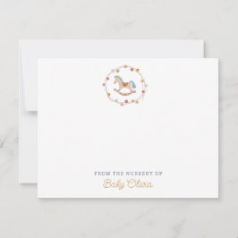 Invitación caballo balancín, pompones, del vivero de la tarje