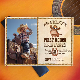 Invitación Caballo bebé lindo primer cumpleaños de rodeo