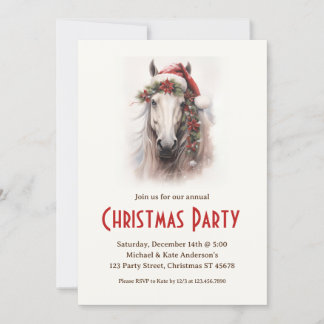 Invitación Caballo blanco en un Fiesta de Navidades mágicos d