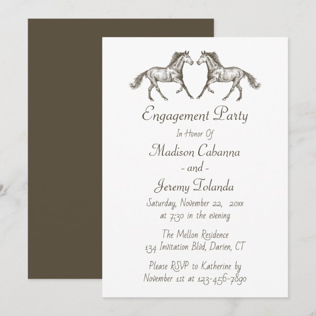 Invitación Caballo Boda occidental del Partido de la Particip (Anverso / Reverso)