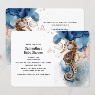 Invitación Caballo de agua dorado naranja de la marina de ilu