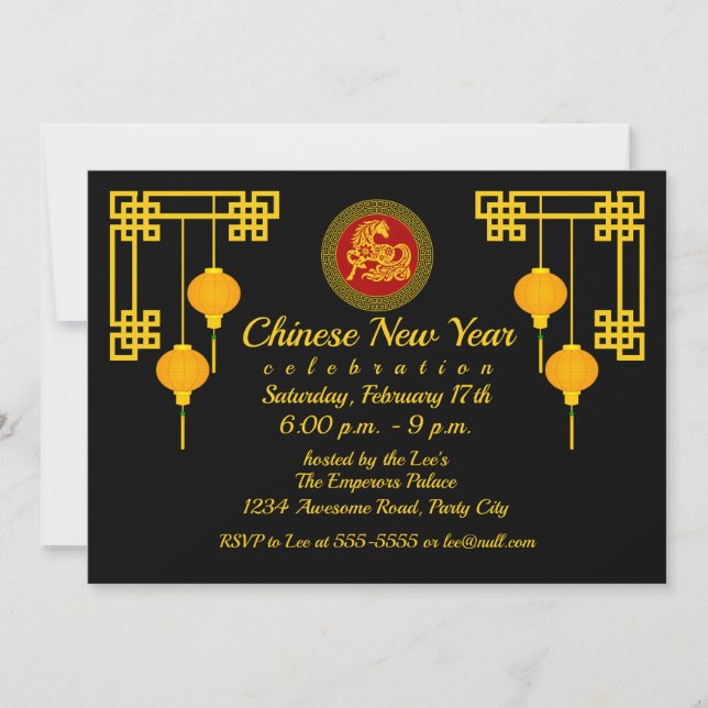 Invitación Caballo de Año Nuevo chino ornamental (Anverso)