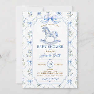 Invitación Caballo de balancín de bebé en toile de Chinoiseri