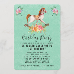 Invitación Caballo de Balanço Antiguo con Cumpleaños de Ramo 