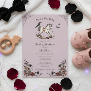 Invitación Caballo de Balanza de Roca Púrpura Gótica para Duc