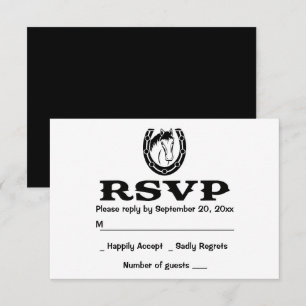 Invitación Caballo de bodas negras RSVP occidental herradura 