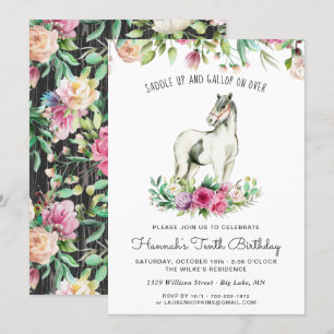 Invitación Caballo de bonito y flores   Cumpleaños de la Made
