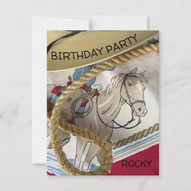 Invitación Caballo de caballo vaquero gorra cuerda sheriff cu (Anverso)