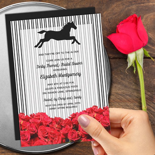 Invitación Caballo de carreras y Rosas Derby Bridal (Order INSTANT DOWNLOAD to send digitally or PRINTED invitations to mail or both!)
