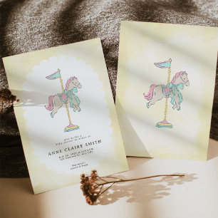 Invitación Caballo de Carusel Caprichoso Baño de Bebé de Circ