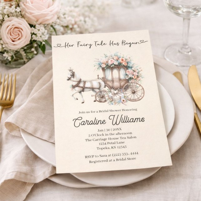 Invitación Caballo de cuento de hadas y desfile de novia con  (Subido por el creador)