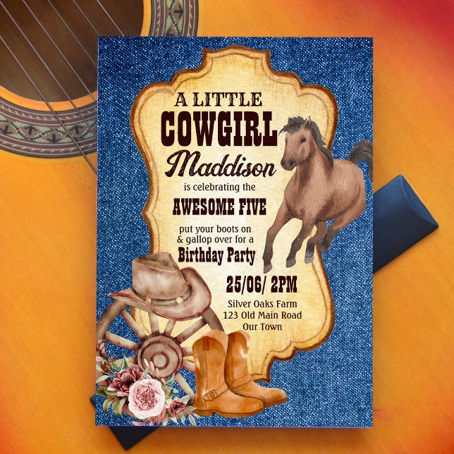Invitación Caballo de fiesta de cumpleaños de vaca salvaje y  (Subido por el creador)