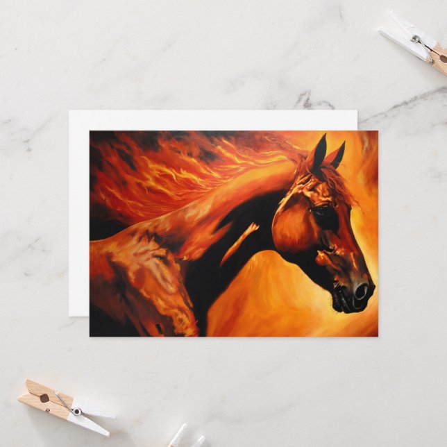 Invitación caballo de fuego, caballo, animales, llama, fuego (Anverso/Reverso In Situ)