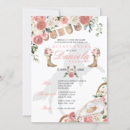 Invitación Caballo de gallina rosa rustica Quinceañera Occide