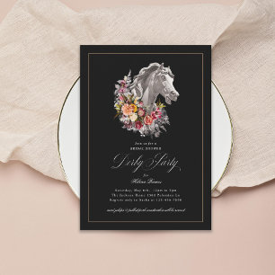 Invitación Caballo de guirnalda floral elegante fiesta Derby