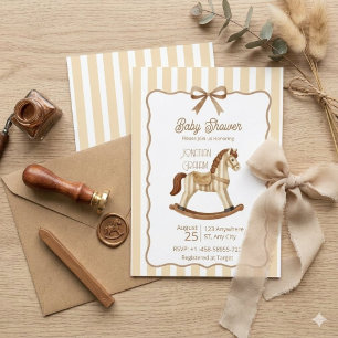 Invitación Caballo de Juguete Mecedor de Tiritas para Baby Sh