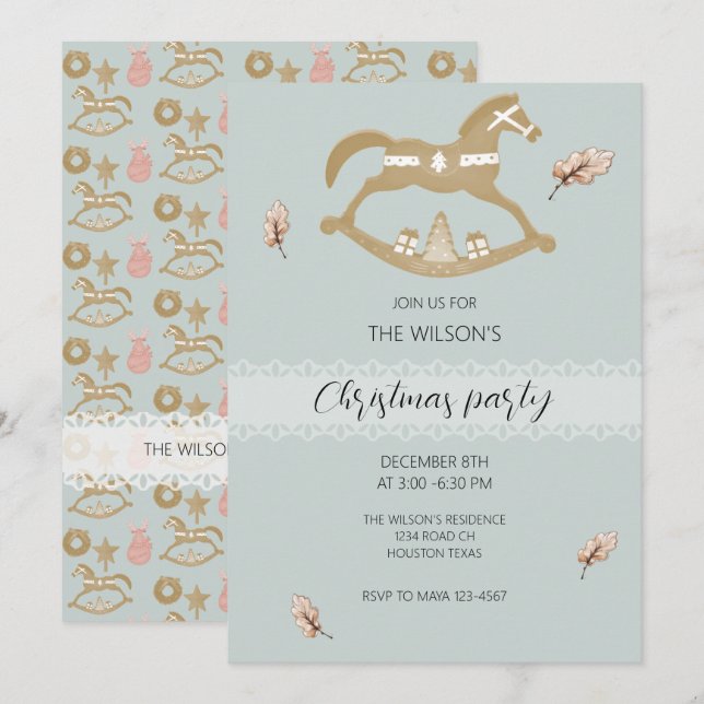 Invitación Caballo de madera mecedora lindo (Anverso / Reverso)