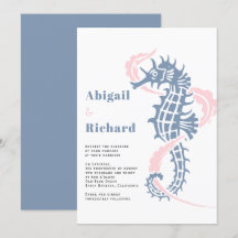 Caballo de mar, azul polvoriento de algas, boda de