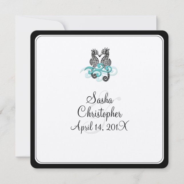 Invitación Caballo de mar/fondo diy de PixDezines+fuentes (Anverso)