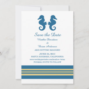 Invitación Caballo de mar Náutico de oro azul salva la invita