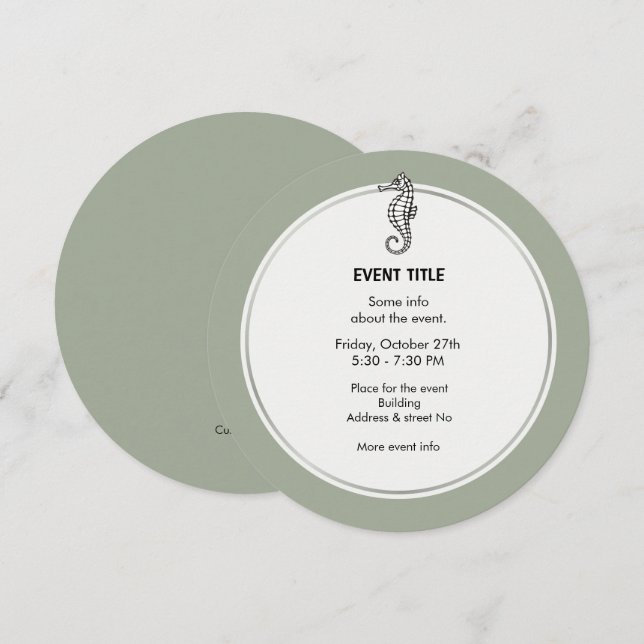 Invitación Caballo de mar negro (Anverso / Reverso)