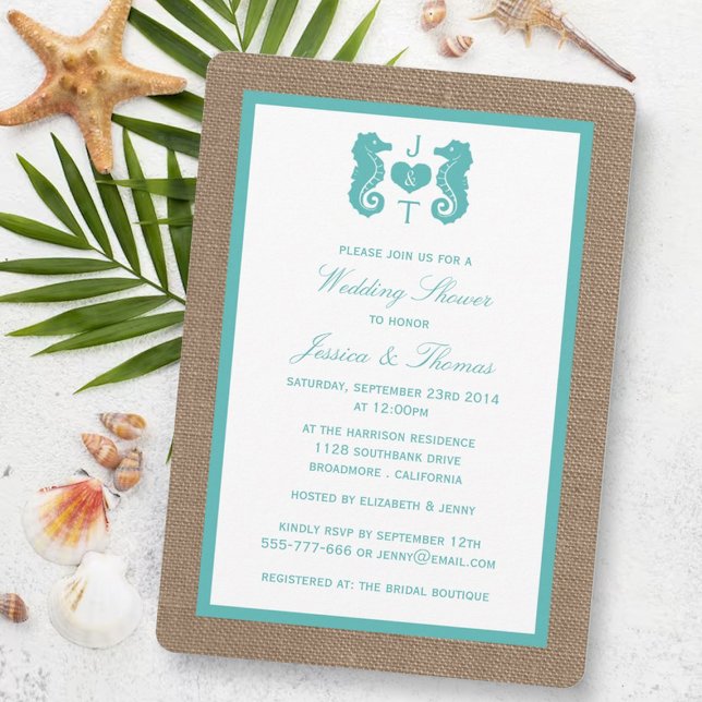 Invitación Caballo De Mar Turquesa En La Ducha De Bodas De Bu (Subido por el creador)