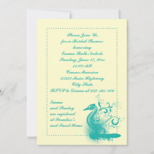 Invitación Caballo de mar verde claro boda ducha de novia
