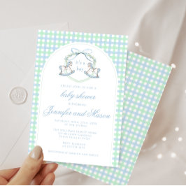 Invitación Caballo de mecanografía verde azul arco de arco de