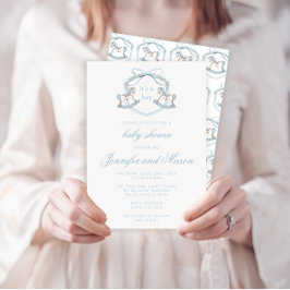 Invitación Caballo de mecedora azul lindo clásico de la ducha