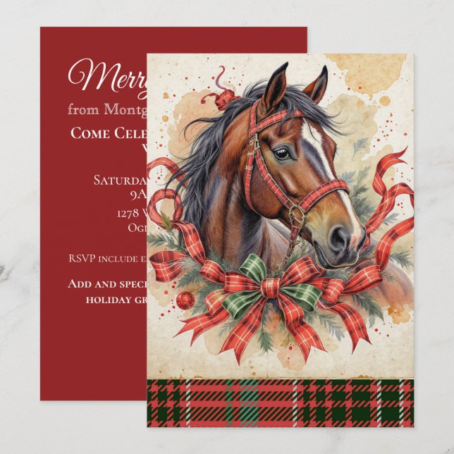 Invitación Caballo de Navidad  (Anverso / Reverso)