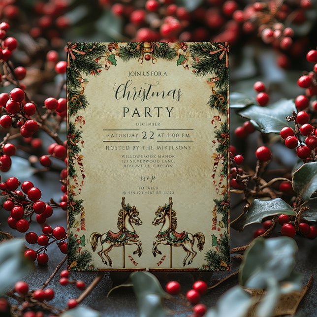 Invitación Caballo de Navidad Retro Vacaciones Rocking (Subido por el creador)