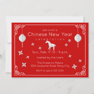Invitación Caballo de origami de Año Nuevo chino
