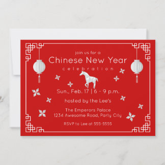 Invitación Caballo de origami de Año Nuevo chino